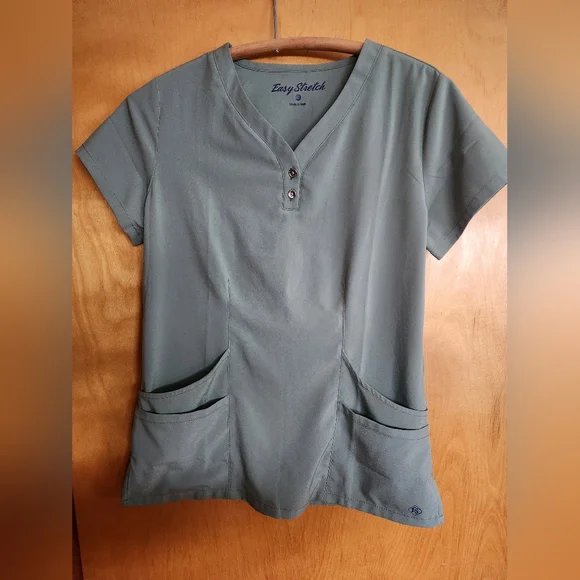 Easy Stretch Scrub Set | Olive Leaf With Burgundy Accent - Picture 4 of 7